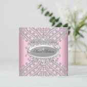 スウィート16 16歳の誕生日 ピンクダイヤモンドイメージ 招待状 (スタンド正面)