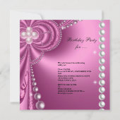 スウィート16 16誕生日シルバーホワイトピンクパール 招待状 (裏面)