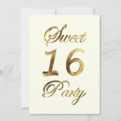 スウィート16 16誕生日記念日金ゴールド エレガント 招待状 (正面)