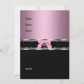 スウィート16 16 ピンク シルバー ブラック ゼブラ レオパード 3 招待状 (裏面)