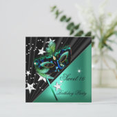 スウィート16 16 翡翠グリーン ブラックマスク 招待状 (スタンド正面)