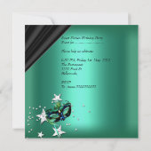 スウィート16 16 翡翠グリーン ブラックマスク 招待状 (裏面)