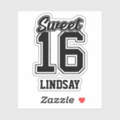 スウィート16 16th誕生日デコールスポーティ名前をカスタムする シール (シート)
