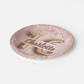 スウィート16 16th誕生日バラ金ゴールドグリッターモノグラム ペーパープレート (アングル)