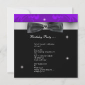 スウィート16 16th誕生日パーティパープルブラックボウ 招待状 (裏面)