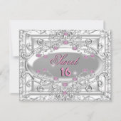 スウィート16 16th誕生日パーティーピンクダイヤモンド 招待状 (正面)