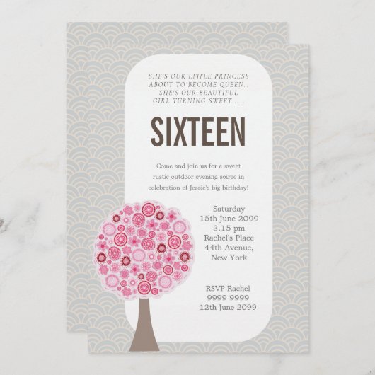 スウィート16 16th16歳の誕生日パーティー招待状 招待状 (正面/裏面)