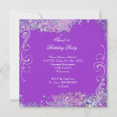 スウィート16 16thSweet sixteenパープルグリッタールック 招待状 (裏面)