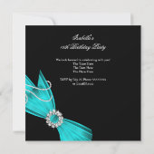 スウィート16Sweet sixteenティール(緑がかった色)ダイヤモンドパーティー 招待状 (裏面)