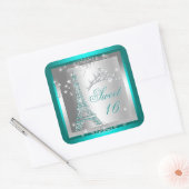 スウィート16Sweet sixteenティール(緑がかった色)ティアラエッフェルタワー スクエアシール (封筒)