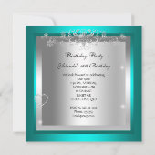 スウィート16Sweet sixteenティール(緑がかった色)ティアラエッフェルタワー 招待状 (裏面)