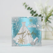 スウィート16Sweet sixteenティール(緑がかった色)ホワイト金ゴールドエリート 招待状 (スタンド正面)