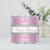 スウィート16sweet sixteenバースデーパーティーピンクシルバー 招待状 (スタンド正面)