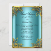 スウィート16Sweet sixteenパーティー金ゴールド銀ティール（緑がかった色） 招待状 (裏面)