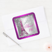 スウィート16Sweet sixteenピンクティアラエッフェルタワー スクエアシール (封筒)