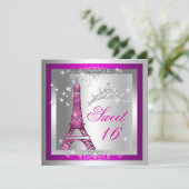 スウィート16Sweet sixteenピンクティアラエッフェルタワー 招待状 (スタンド正面)
