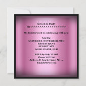 スウィート16Sweet sixteenピンクブラックパール 招待状 (裏面)