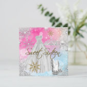 スウィート16Sweet sixteenピンクブルー金ゴールドエリート 招待状 (スタンド正面)