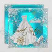 スウィート16Sweet sixteenホットティール(緑がかった色)ホワイト金ゴールドエリート 招待状 (正面/裏面)