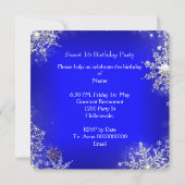 スウィート16Sweet sixteen王室のブルーホワイトスノーフレーク 招待状 (裏面)