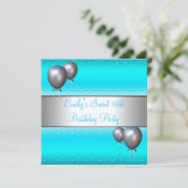 スウィート16thアクアシルバーバルーン誕生日パーティー 招待状 (スタンド正面)