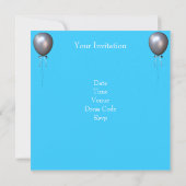 スウィート16thアクアシルバーバルーン誕生日パーティー 招待状 (裏面)