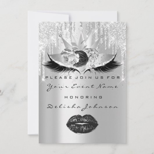 スウィート16thキンセアニェラブライダルメイクアップクラウンバラ 招待状 (正面)