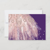 スウィート16thクラウンドレス恋しく思バラ金ゴールド紫 招待状 (裏面)