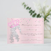 スウィート16thクラウンプリンセス恋しく思紙吹雪ピンクグレー 招待状 (スタンド正面)