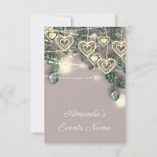 スウィート16thグリーンブライダル素朴金ゴールドアイボリーグリーン 招待状 (裏面)