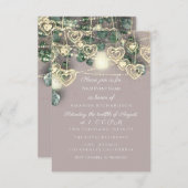 スウィート16thグリーンブライダル素朴金ゴールドアイボリーグリーン 招待状 (正面/裏面)