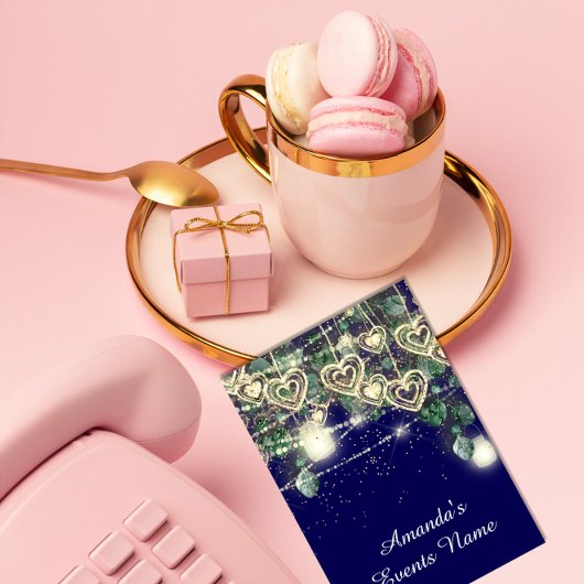 スウィート16thグリーンブライダル素朴金ゴールドブルーネイビー 招待状