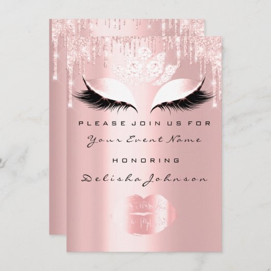 スウィート16thドリップスピンクキンセアニェラバラプリンセス 招待状 (正面/裏面)