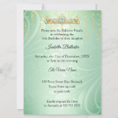 スウィート16thバースデーパーティミントグリーン金ゴールドドレス 招待状 (裏面)