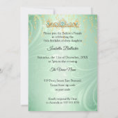 スウィート16thバースデーパーティミントグリーン金ゴールドドレス 招待状 (裏面)