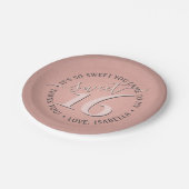 スウィート16thバースデーパーティーエレガントガーリーバラ金ゴールド ペーパープレート (アングル)