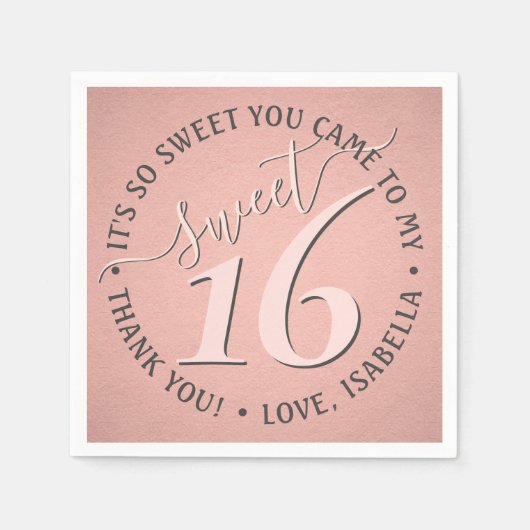 スウィート16thバースデーパーティーグモダンラムピガーリーンク スタンダードカクテルナプキン (正面)