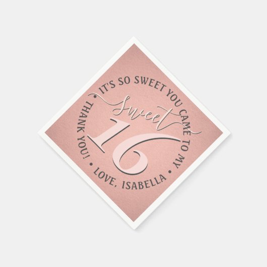 スウィート16thバースデーパーティーグモダンラムピガーリーンク スタンダードカクテルナプキン (角)