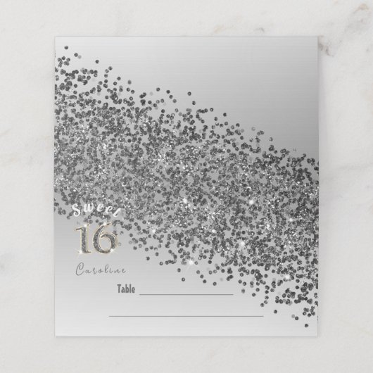 スウィート16thバースデーパーティーブラックグリッター プレイスカード (外部開封)