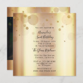 スウィート16thバースデー結婚タパーティーの金ゴールド紙吹雪 招待状 (正面/裏面)
