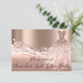 スウィート16thパーティーバラ金ゴールドグリッター海ドレス 招待状 (スタンド正面)