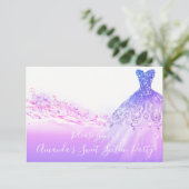 スウィート16thパーティーピンクパープルグリッター海ホワイト 招待状 (スタンド正面)