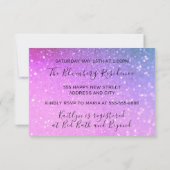 スウィート16thパーティーピンク明るい赤紫色グリッター海ドレス 招待状 (裏面)