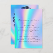 スウィート16thブライダルシャワーホログラフブルーグラデーションド 招待状 (正面/裏面)
