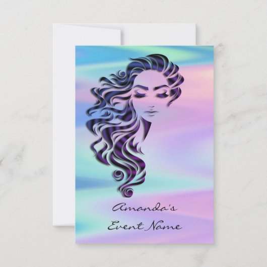 スウィート16thブライダルシャワーホログラフプリンセス紫 招待状 (裏面)