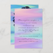 スウィート16thブライダルシャワーホログラフプリンセス紫 招待状 (正面/裏面)