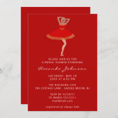 スウィート16thブライダルシャワーレッド金ゴールドドレス 招待状 (正面/裏面)