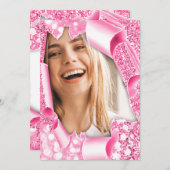 スウィート16th第15期卒業ピンクグリッター3dフレーム 招待状 (正面/裏面)
