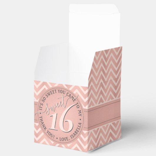 スウィート16th誕生日かわいい&シックなバラ金ゴールドシェブロン フェイバーボックス (オープン)