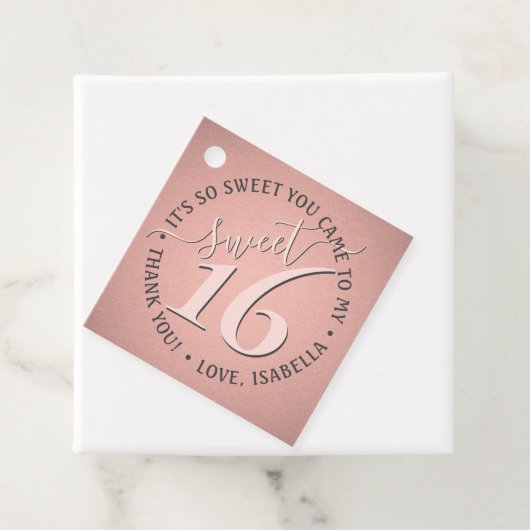 スウィート16th誕生日シックかわいいキュートサンキューピンクパーティー フェイバータグ (インサイチュ)
